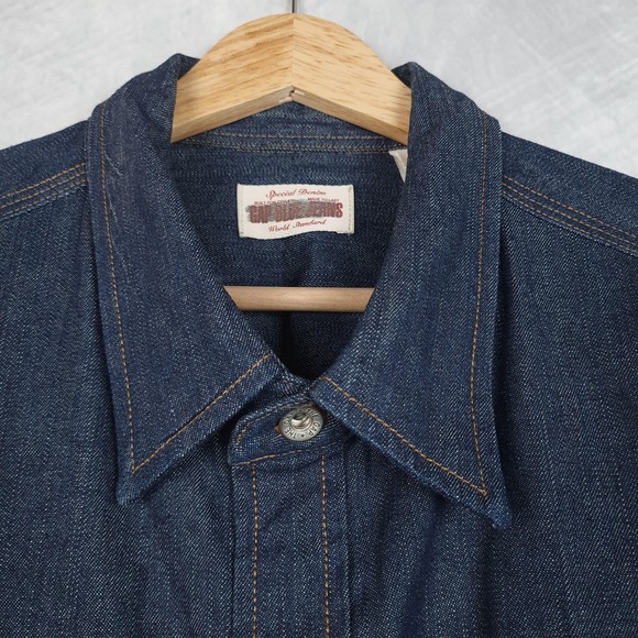 Vintage GAP Denim Shirt Mens Large Long Sleeve Button Front Point Collar 90s - Picture 2 of 16